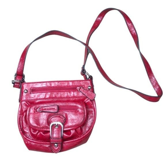 Axcess Handbags - Axcess Red Faux Leather Women’s Crossbody Buckle Handbag Purse